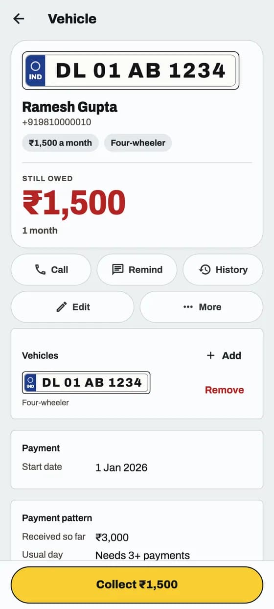 Remind a customer on WhatsApp: screen 1 of 2